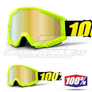 100% Maschera THE STRATA Neon Yellow - Lente Oro Specchio