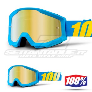 100% Maschera THE STRATA Cyan - Lente Oro Specchio