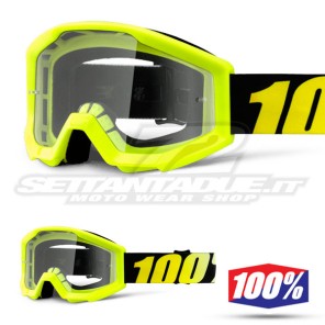 100% Maschera THE STRATA JUNIOR Neon Yellow - Lente Trasparente