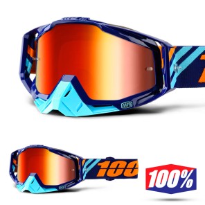 100% Maschera THE RACECRAFT Calculus Navy - Lente Rosso Specchio