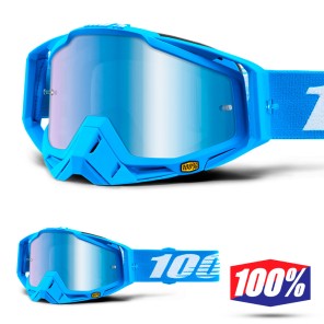 Maschera Cross 100% THE RACECRAFT Monoblock - Lente Blu Specchio