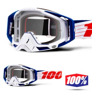 Maschera Cross 100% THE RACECRAFT Bibal White - Lente Trasparente