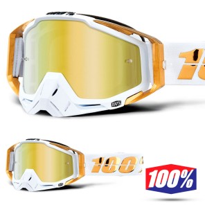 Maschera Cross 100% THE RACECRAFT LTD - Lente Oro Specchio