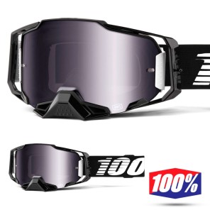 Maschera Cross 100% ARMEGA Black - Lente Argento Specchio