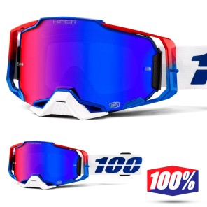 Maschera Cross 100% ARMEGA Genesis - Lente HiPER Blu Rosso Specchio