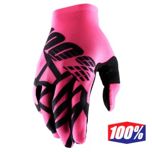 Guanti Cross 100% CELIUM 2 - Rosa Neon Nero