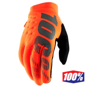 Guanti Cross 100% BRISKER - Arancione Fluo Nero