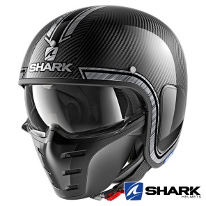Casco Jet Shark S-DRAK CARBON Vinta - Nero Cromo Argento