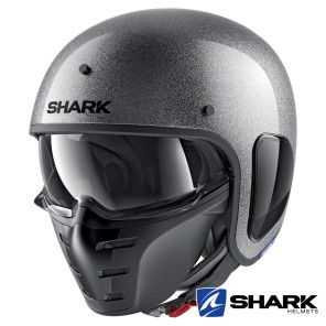 Casco Jet Shark S-DRAK Glitter - Argento Glitter