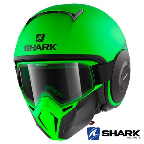 Casco Jet Shark STREET-DRAK Street-Neon Mat - Verde Nero