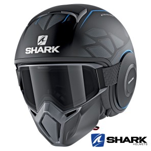 Casco Jet Shark STREET-DRAK Hurok Mat - Nero Blu Nero