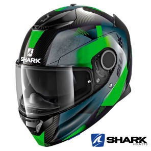 Casco Integrale Shark SPARTAN CARBON Kitari - Nero Verde Antracite