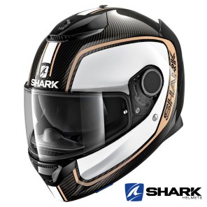 Casco Integrale Shark SPARTAN CARBON Priona - Nero Bianco Oro