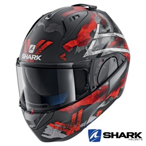 Casco Apribile Shark EVO-ONE 2 Skuld Mat - Nero Bianco Rosso