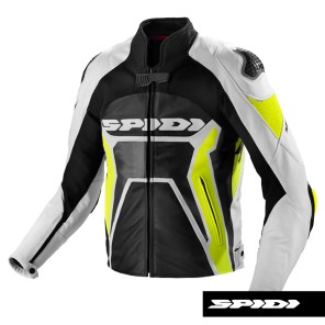 Giacca in Pelle Spidi WARRIOR 2 - Nero Giallo Fluo