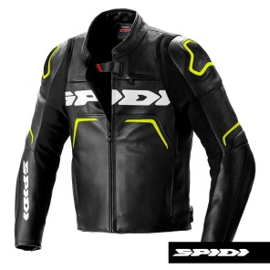 Giacca Pelle Spidi EVORIDER 2 - Nero Giallo Fluo