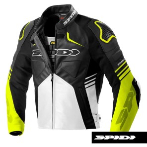 Giacca Pelle Spidi BOLIDE - Nero Giallo Fluo