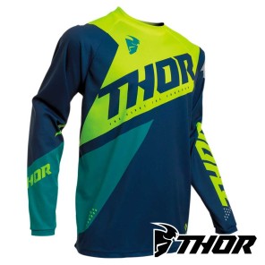 Maglia Cross Bambino Thor Youth SECTOR BLADE - Blu Navy Giallo Acido
