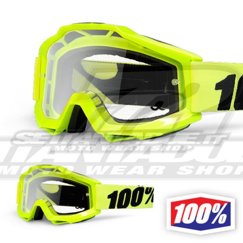 100% THE ACCURI Fluo Yellow Goggles - Clear Lens