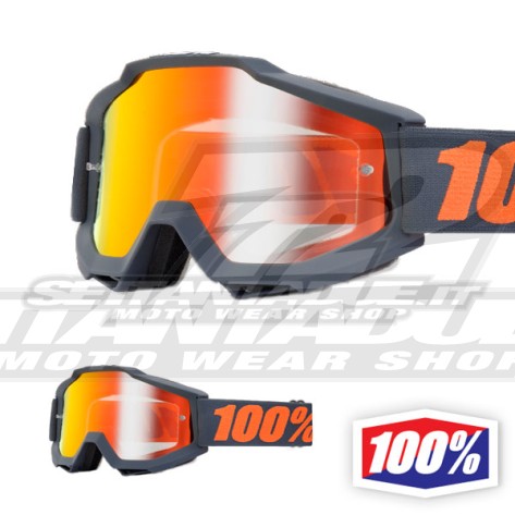 100% THE ACCURI Gunmetal Goggles - Red Mirror Lens