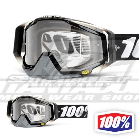 100% Maschera THE RACECRAFT Abyss Black - Lente Trasparente