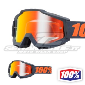 100% THE ACCURI Gunmetal Goggles - Red Mirror Lens