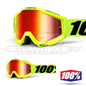 100% Maschera THE ACCURI JUNIOR Fluo Yellow - Lente Rosso Specchio