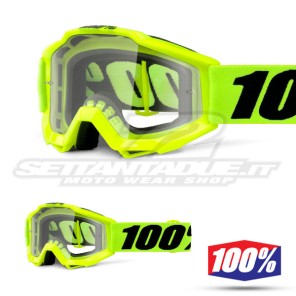 100% Maschera THE ACCURI JUNIOR Fluo Yellow - Lente Trasparente