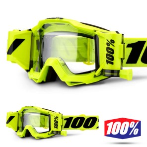 100% THE ACCURI Fluo Yellow Goggles - Red Mirror Lens