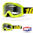 100% THE STRATA JUNIOR Neon Yellow Goggles - Clear Lens