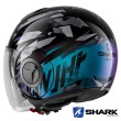 Shark NANO Kanhji Open Face Helmet - Black Blue Glitter